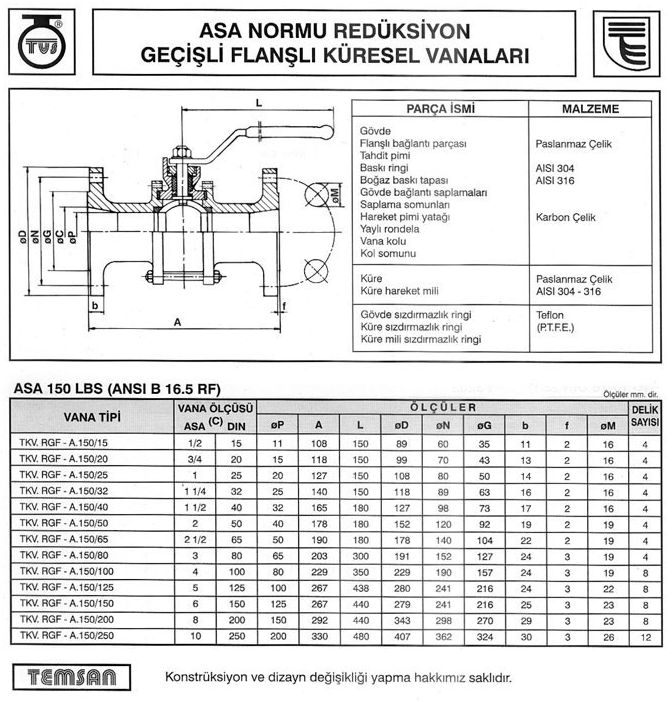 150LB Paslanmaz ve Karbon Çelik Flanşlı Küresel Vana Redüksiyon Geçişli